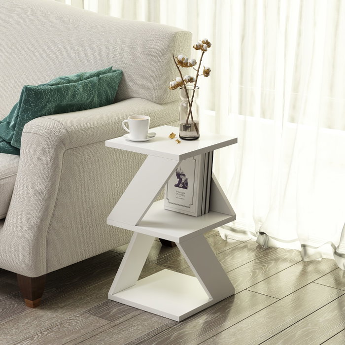 Hanah Home Mesa Auxiliar Albeni White 30x50x30 cm Blanco Tablero de Partículas Recubierto de Melamina